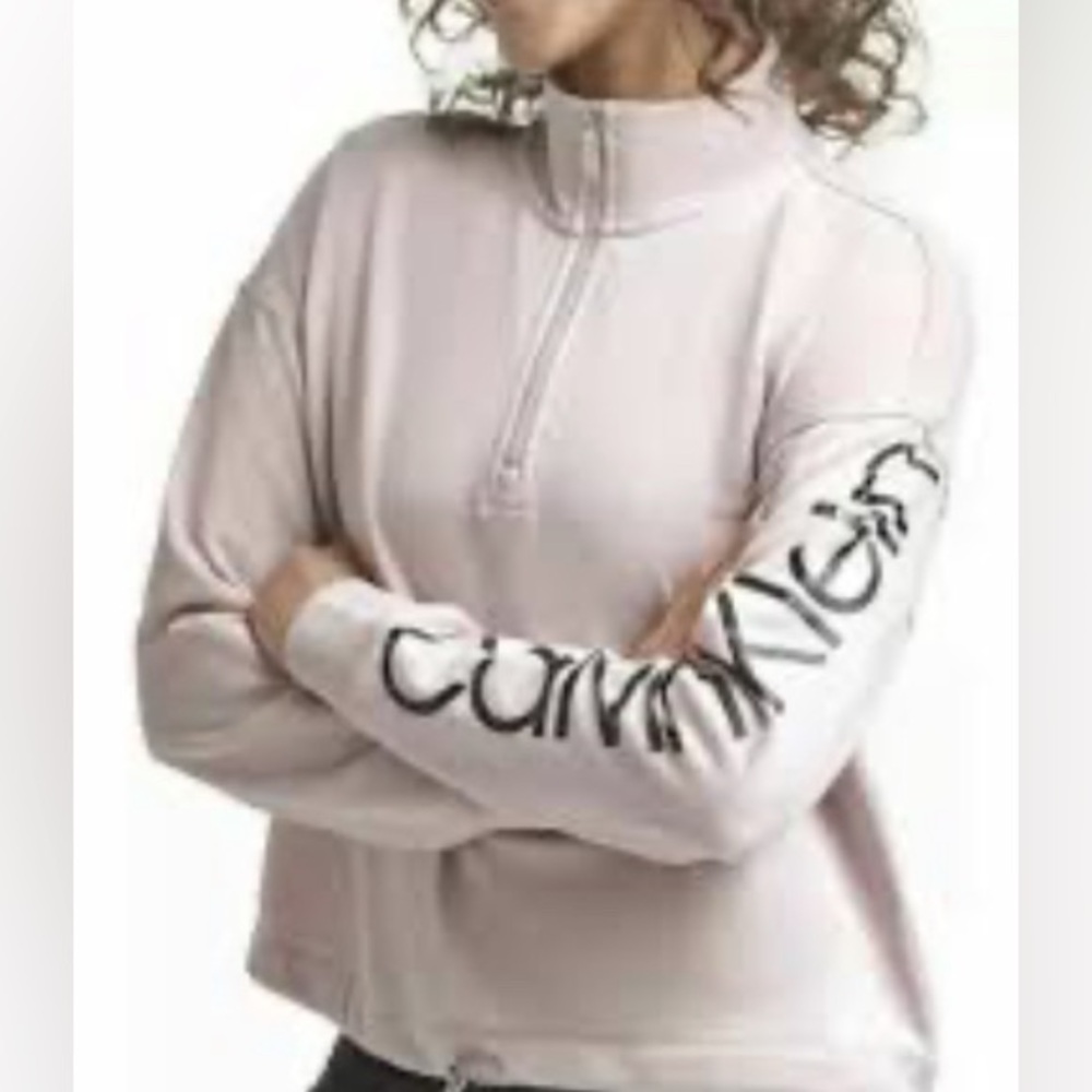 Calvin Klein Women's blush Pink Quarter-Zip Top